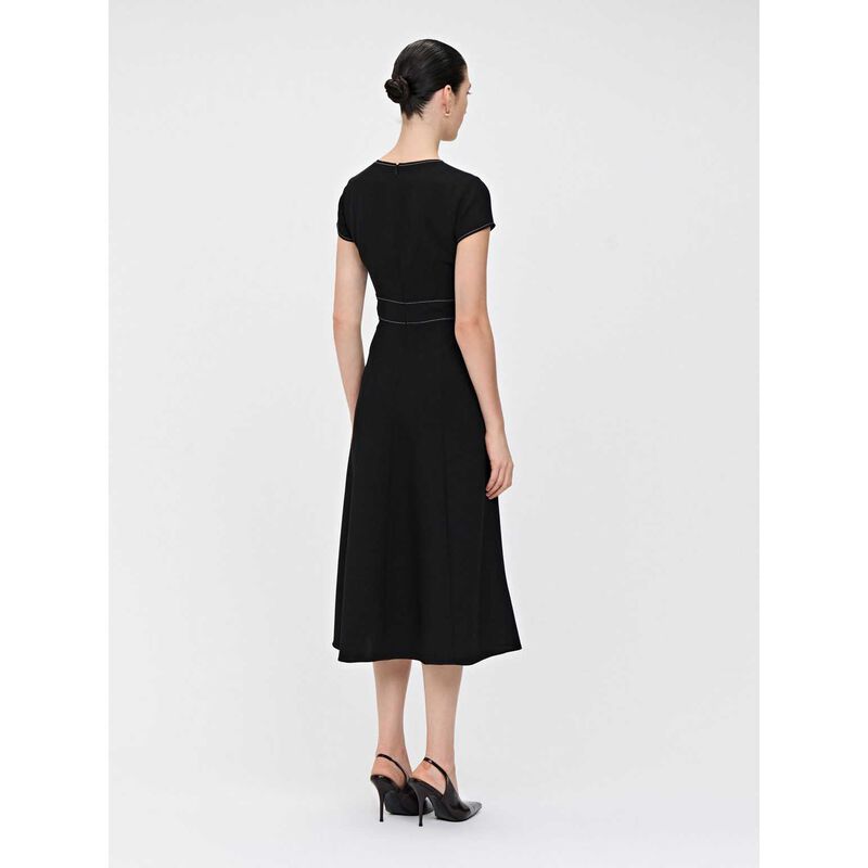 Veronika Maine Double Weave V Neck Midi Dress image number 1